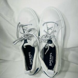 Sperry Top-Sider White Canvas Sneakers Women’s 6 Classic Nautical Coastal Preppy